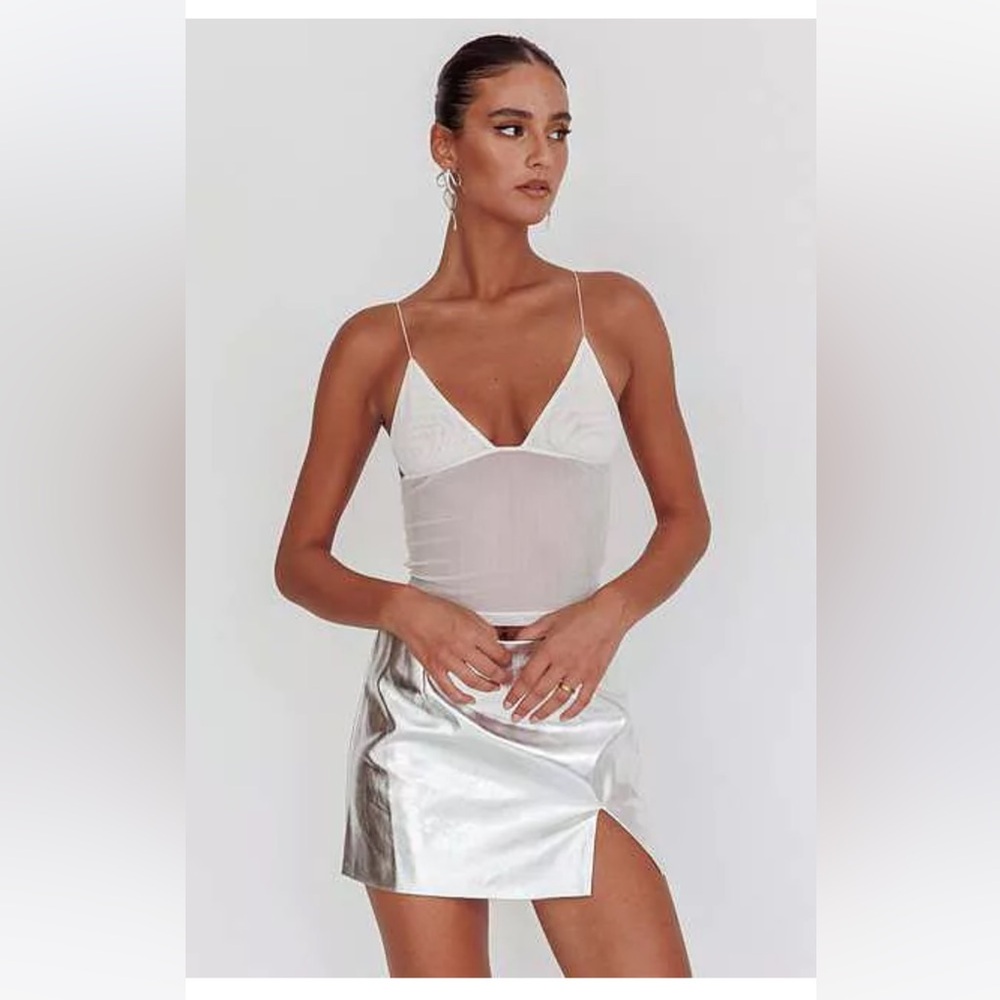 White Backless Butterfly Cami Crop Top